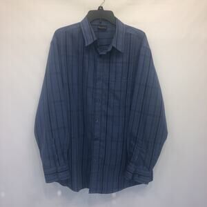 R & R Casual Button Up Adult XL Mens Striped Long Sleeve 100% Cotton Shirt